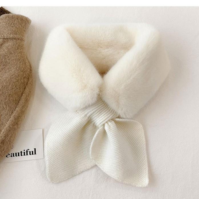 "Korean Style Faux Rex Rabbit Fur Knitted Scarf: Warm, Fashionable Winter Accessory"