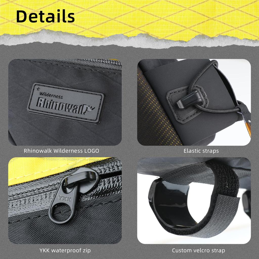 Rhinowalk Bike Top Tube Bag Bike Frame Bag Waterproof Bicycle Bag Professional Cycling Accessories for Mountain Road Bike Black Yellow 2.1L (L) - &