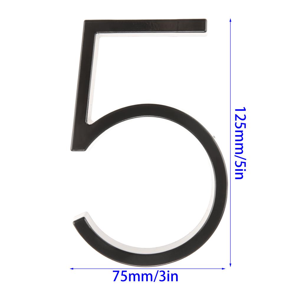 1PC 5 Inch Zinc Alloy Floating House Number Modern Door Plates for Outdoor Mailbox Yard Home Wall Door Garage Gate with Nail Kit