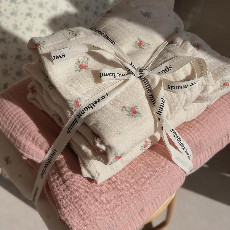 

Pure Cotton Printed Double-Layer Yarn Quilt Cover Luxury Nude Sleeping Duvet Cover for Kids Adults Single Double Size Bedding 150x200cm Only Cover