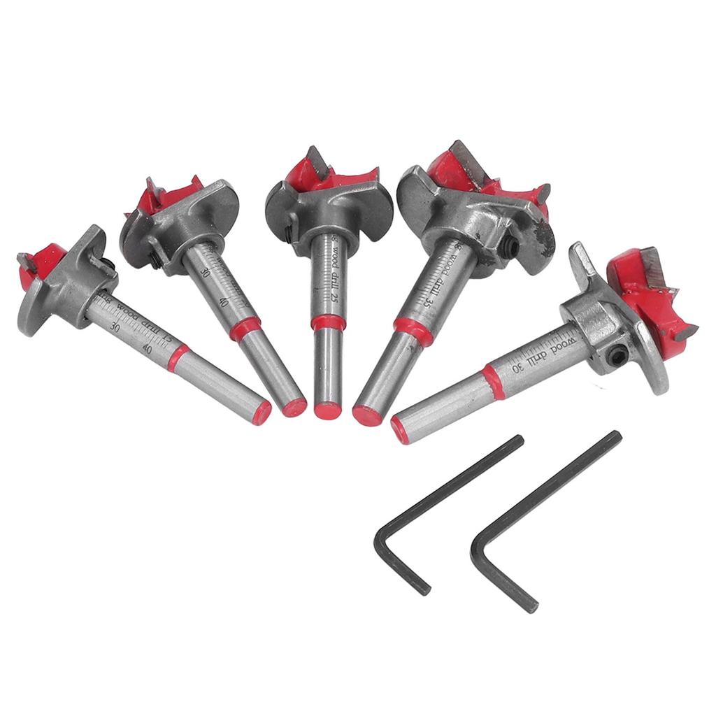 5Pcs Adjustable Forstner Drill Bit Set Tungsten Steel Titanium Coated Working Drills 15mm?35mm