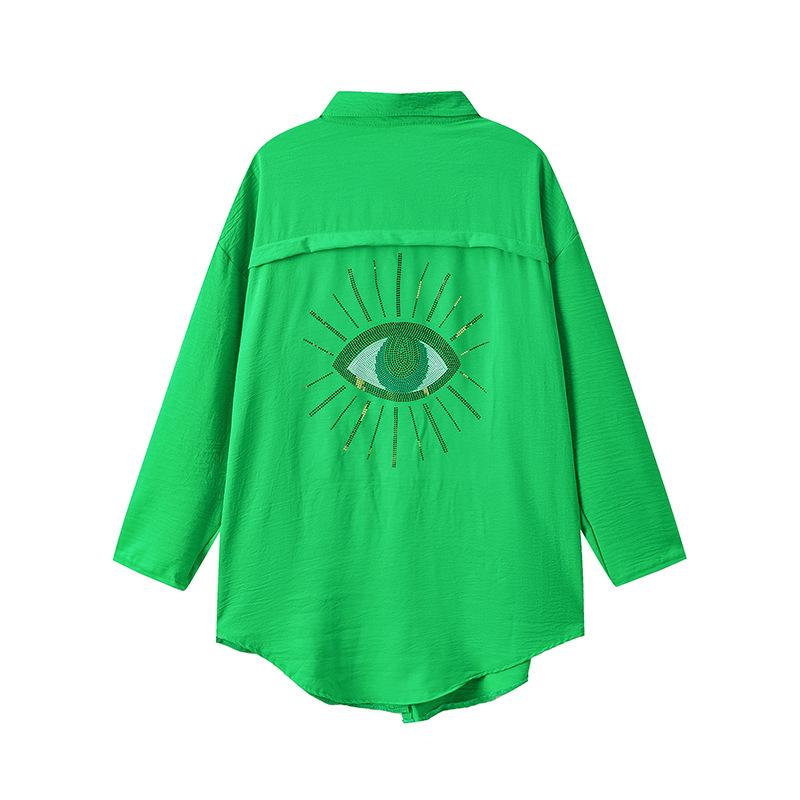 European and American Women's Plus Size Turn-Down Collar Casual Long-Sleeve Shirt for Autumn and Winter.