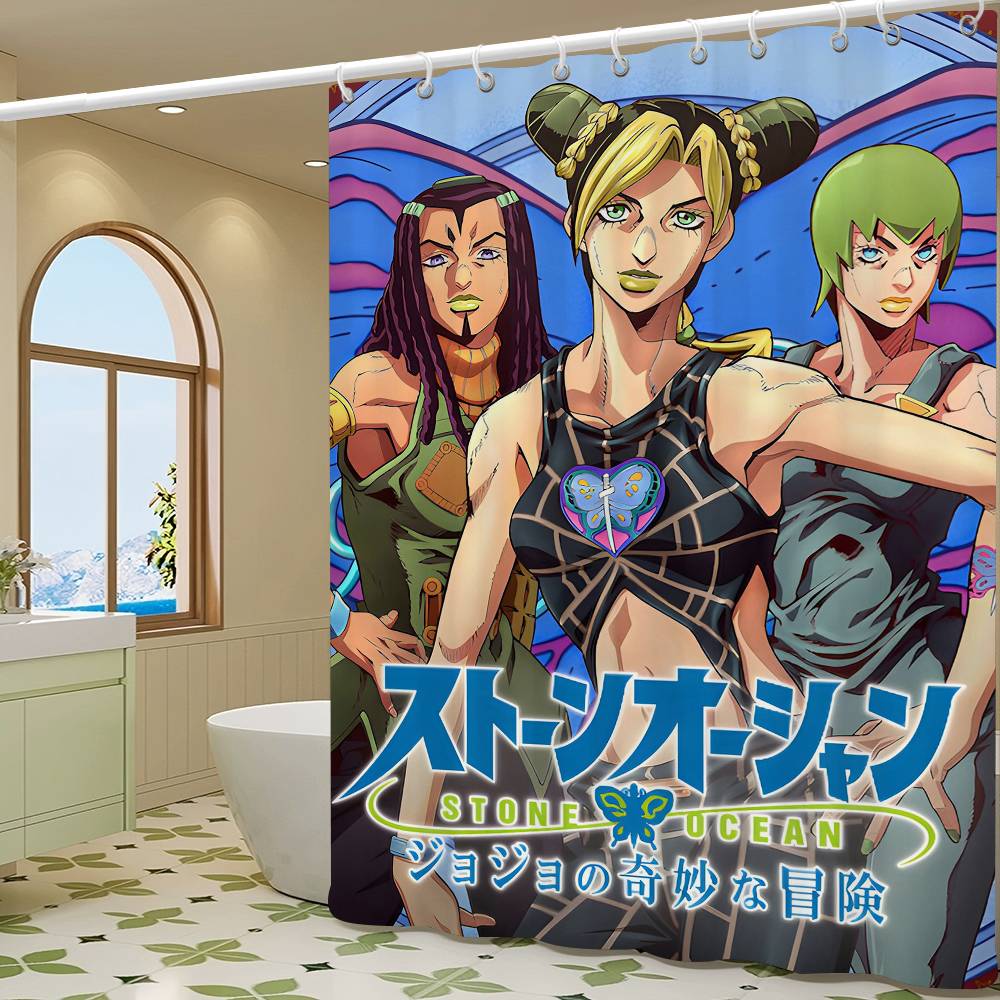 Classic Anime JoJo's Bizarre Simple Bathroom Shower Curtain Shielding Partition Shower Quick Dry Can Be Scrubable Light Bath