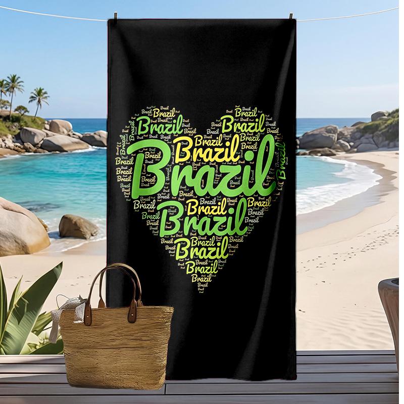 Brazil National Football Team Printed Beach Towel Quick Dry Soft TowelPortable Large Rectangular Beach Blanket for Travel Swimming Pool