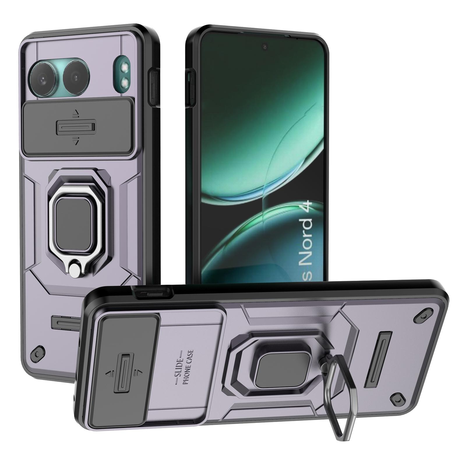

Чехол для OnePlus Nord 4 PC+TPU с подставкой, защитник телефона с крышкой для объектива Purple