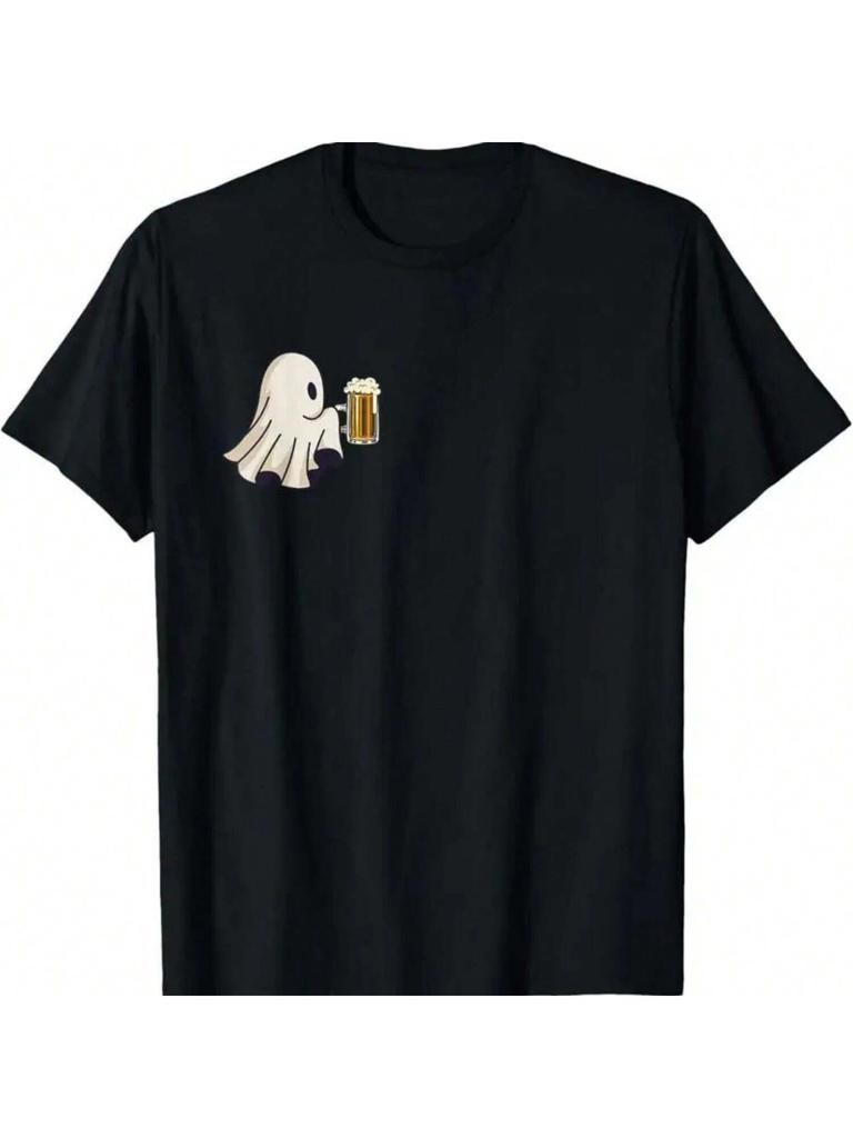 Kleiner Geist trinkt Bier Lustiges Halloween Kostüm T-Shirt