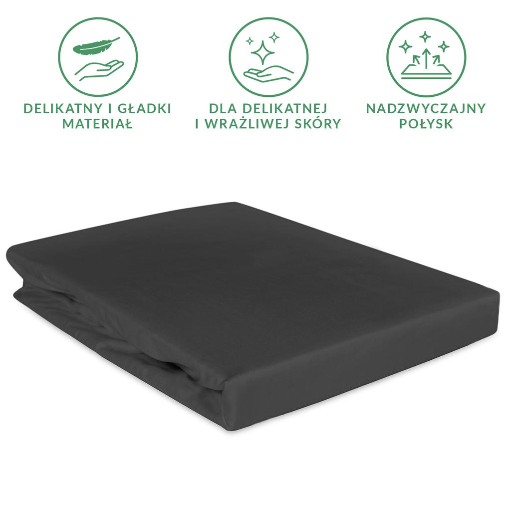 Cotton fitted sheet 90x200 smooth satin black