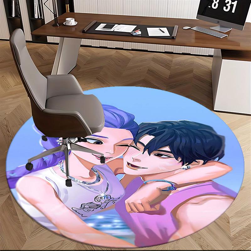 1pc Anime Design Round Carpet - Office Chair Mat with Cute Dog Print, Non-Slip Rug for Home Decor