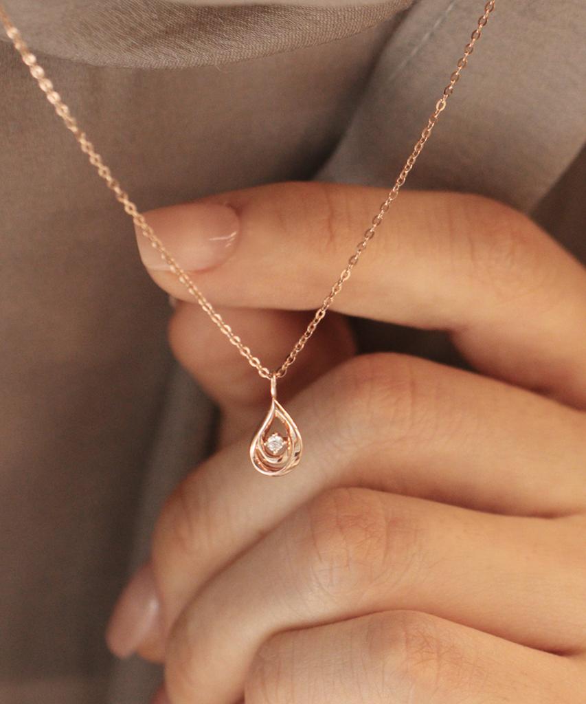 Loveenb [14K Gold] Double Teardrop Necklace