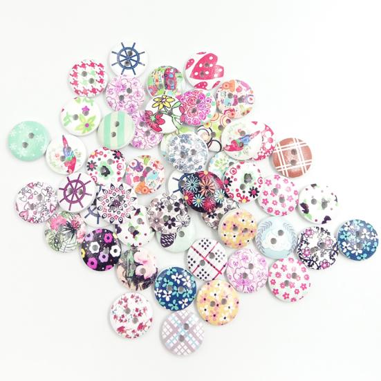 100 Stück Kleine Blumen Design Holzknöpfe Nähen Handarbeit Kunst DIY Dekoration