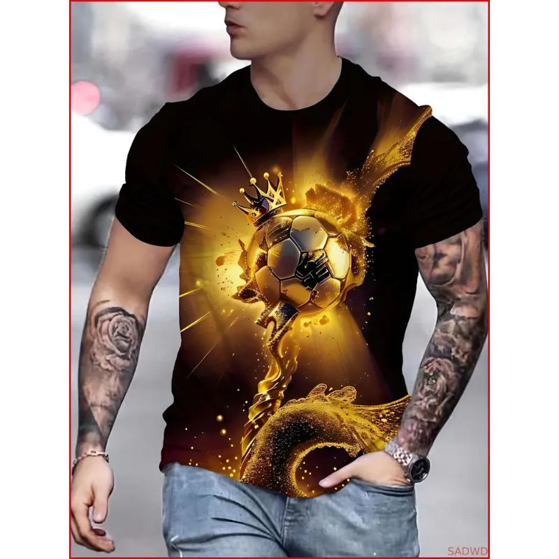 Modisches Herren-Rundhals-Kurzarm-3D-Casual-Farbprint-Casual-Kurzarm-Rundhals-T-Shirt