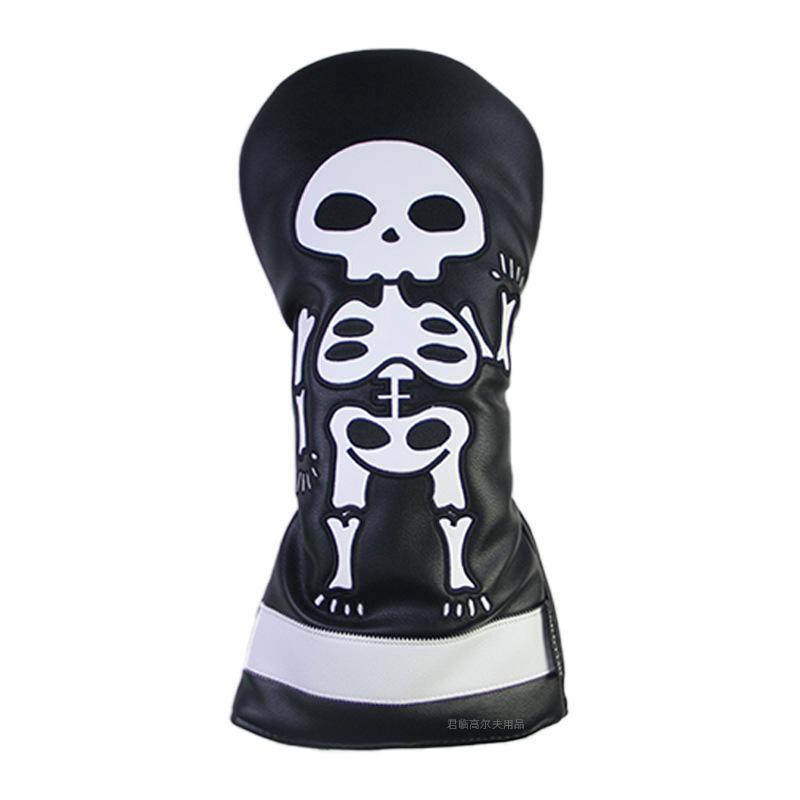 Skull Embroidered Golf Wood Headcover with Rotating Number Tag (1/3/5/UT)