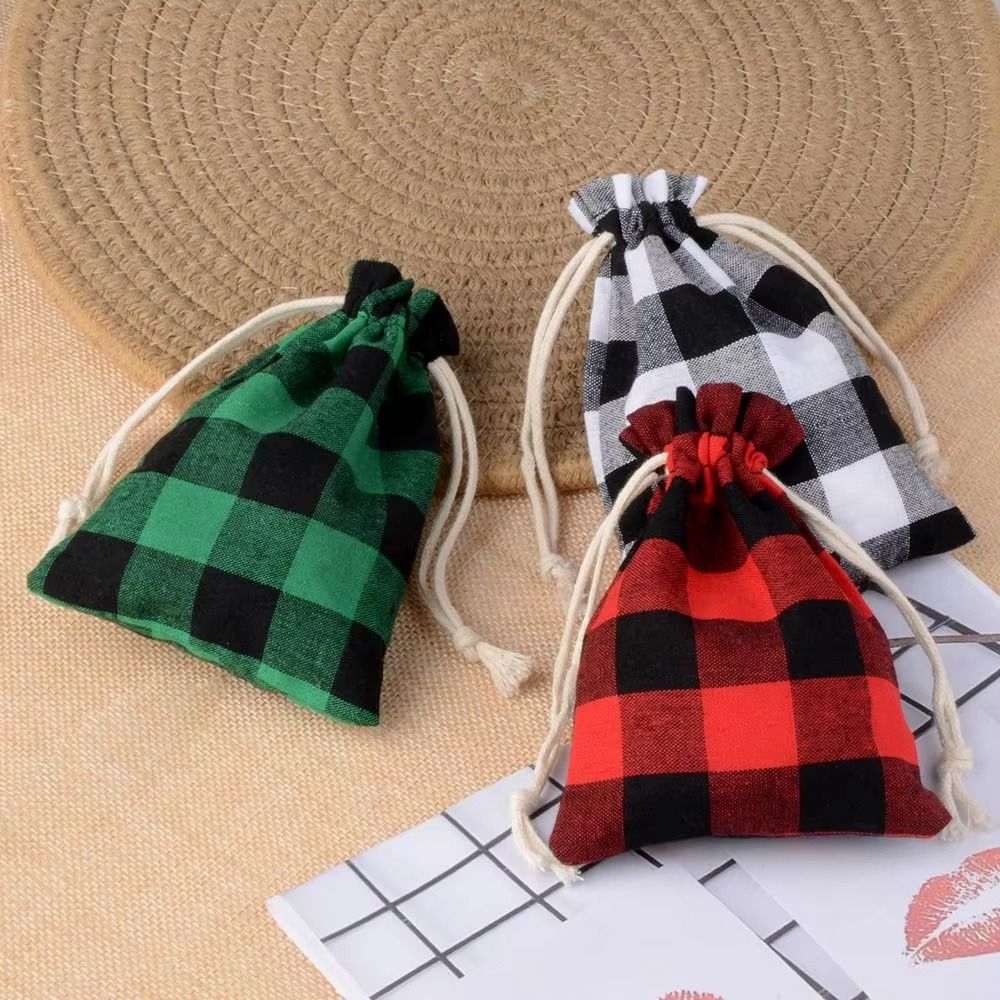 10pcs/lot Cotton Christmas Gift Drawstring Bags Burlap Gift Bag Cosmetic Wedding Candy Gift
