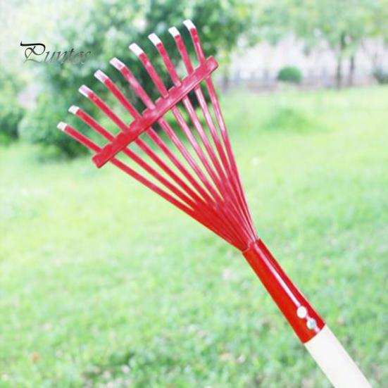 Kids Rake with Hardwood Handle Vibrant Color Head Lightweight Child Size Garden Lawn Rake for Leaves Children Garden Tool Gift