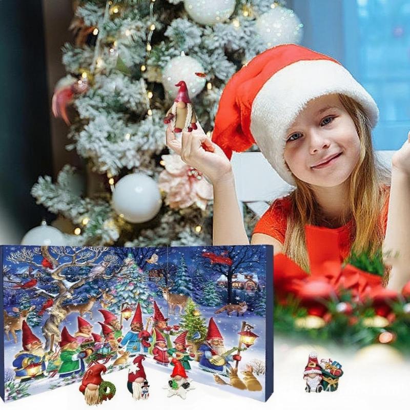 Festival Harz Elfenstatuen Zufällige Miniatur Ornamente Weihnachts-Adventskalender Dekoration Kompaktes Lagerfreundliches Design