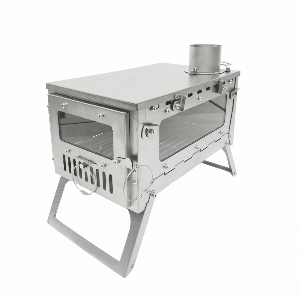 Portable Titanium Camping Wood Stove with Visible Heating for Tents