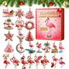 2025 Flamingo Advent Calendar 24 Days Countdown Calendar with Acrylic Flamingo Ornaments Pink Tropical Flamingo-Themed Holiday Decoration for Flamingo