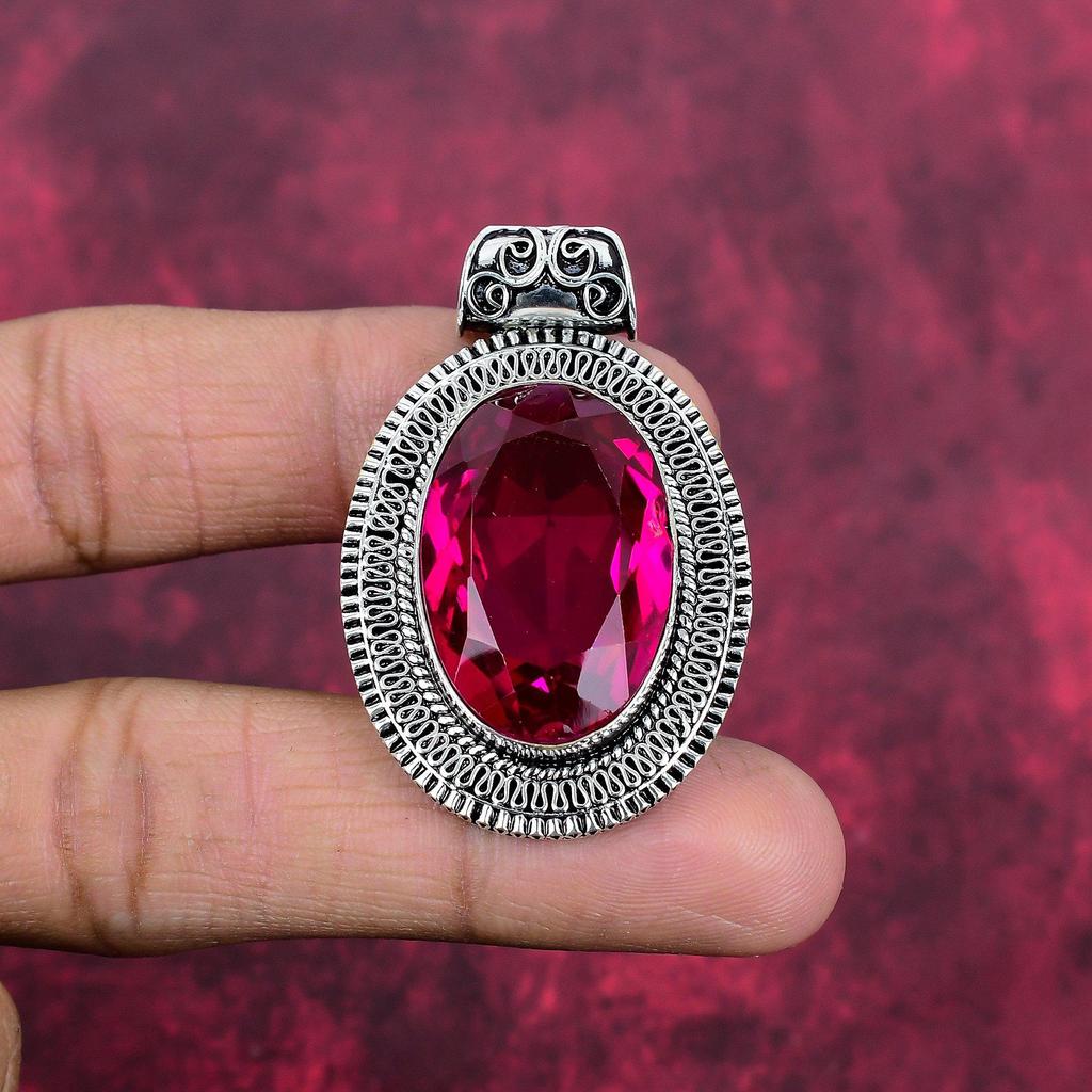 Rubellite Pendant, 925 Sterling Silver Pendant Gemstone Jewelry, Handmade Pendant Amazing Jewelry, Gift For Her