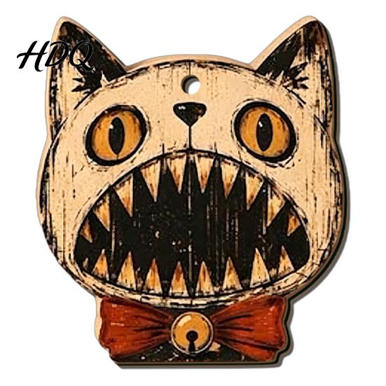 Rustic B&B Bar Theme Decor Vintage Halloween Ornament for Tree, Acrylic Hanging Pumpkin Black Cat Bat Car Mirror Accessories Ghost Skull Decoration