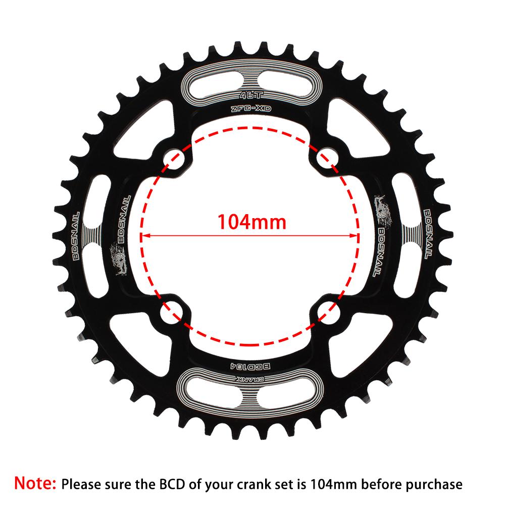 Bike Chainring 104BCD Mountain Bike Single Chain Ring Disc Narrow Wide Chainring 44T / 46T / 48T /