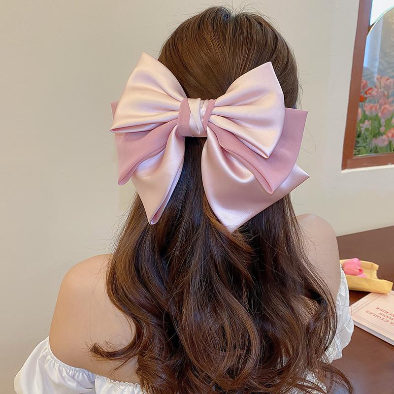 1/3 Pcs Sweet Pink Bow Hairpins Solid Color Bowknot Hair Clips Women Girls Soft Satin Barrettes Clip Wedding Hair Accessories
