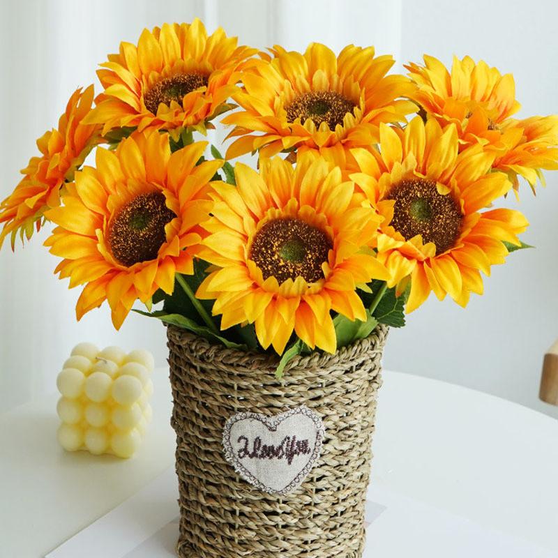 Artificial Silk Sunflower Flower Arrangement For Home Office Wedding Decor
