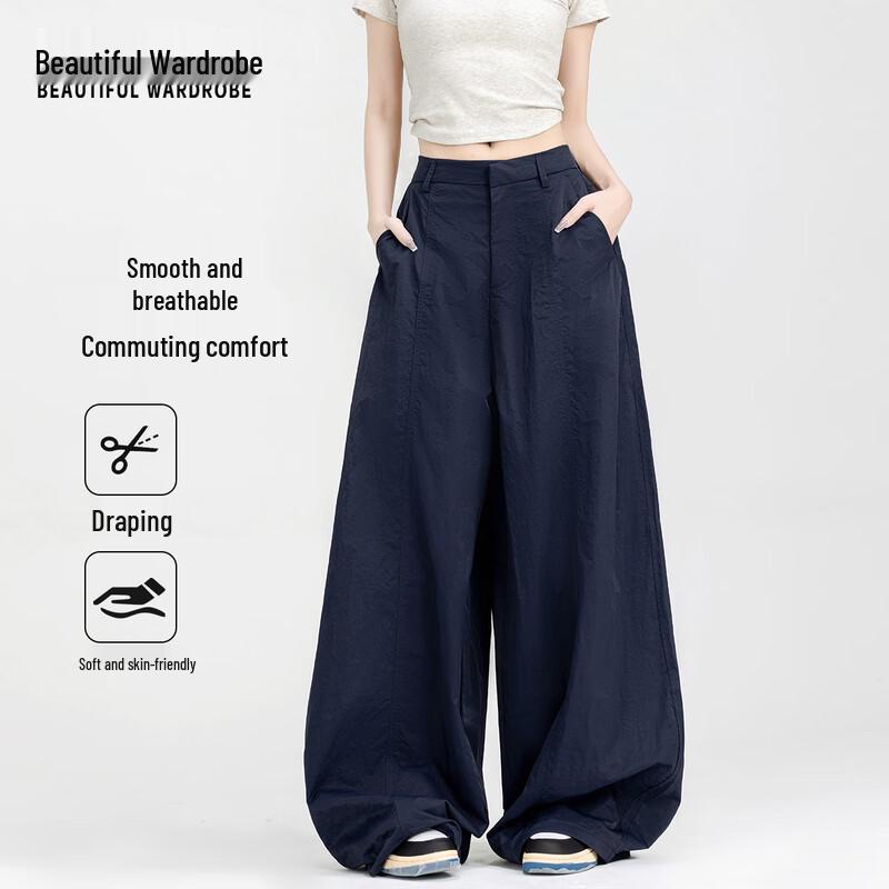 BEAUTIFUL WARDROBE Women s High-Waist Wide-Leg Casual Trousers L
