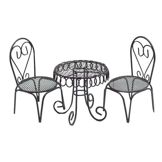 Yousheng Dollhouse Miniature Bistro Table/Chairs/Beach Umbrella Accessories, Metal 1:12 Scale Miniatures, Outdoor Coffee/Tea Furniture, Fairy Garden