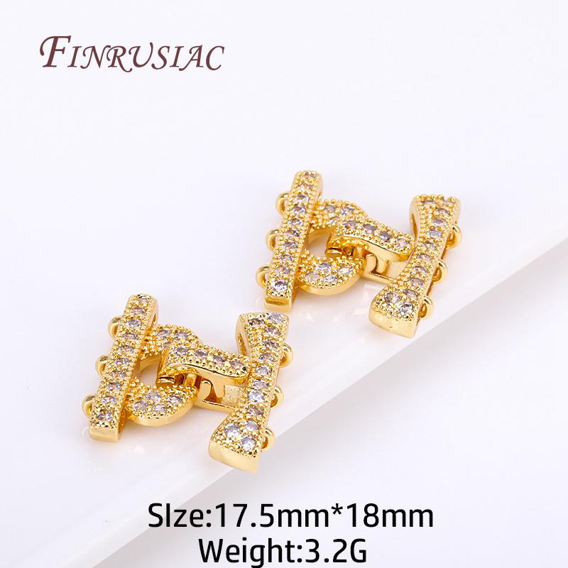 18K Gold Plated Inlaid Zircon Luxury Fastener Connector Clasps,End Beads Fastener Lock Accessories,DIY Jewellery Making Supplies