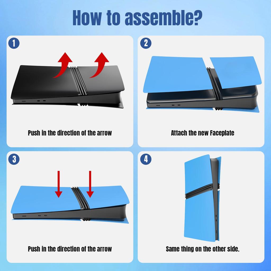 Replacement Case for PS5 Pro Digital Edition Lightweight and Available In 5 Colors - Impact-Resistant, (Sky Blue)