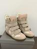 Women's Frosted Leather High-Top Sneakers with Hidden Height-Boosting Sole