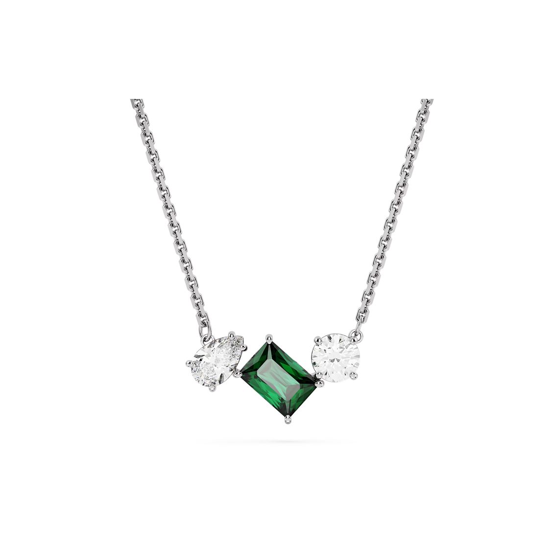 Swarovski Mesmera Gemstone Inlaid Rhodium Plated Necklace Women necklace Green 5668278 Box (Random Color),F,Green