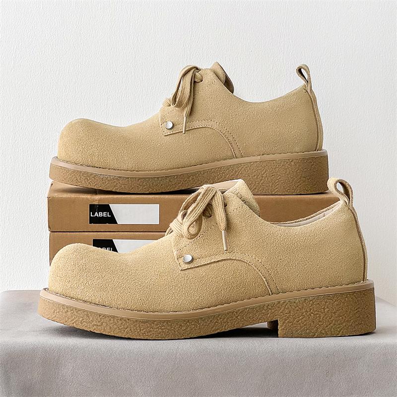 Herren Wildleder Weite Barfußschuhe Dicke Sohle Herren Outdoor-Sneakers Lässig Bequem Walking Flats Schnürschuhe Kleiderschuhe