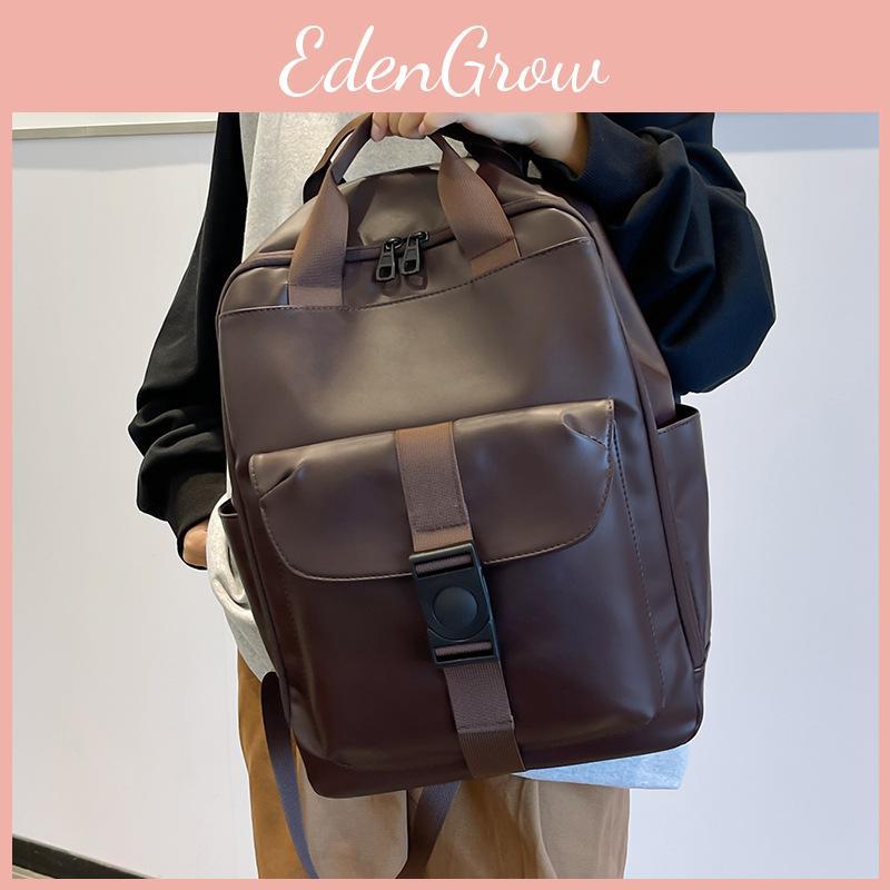 Black Material Pu Neutral Backpack With Computer Pocket For Casual Travel Daily