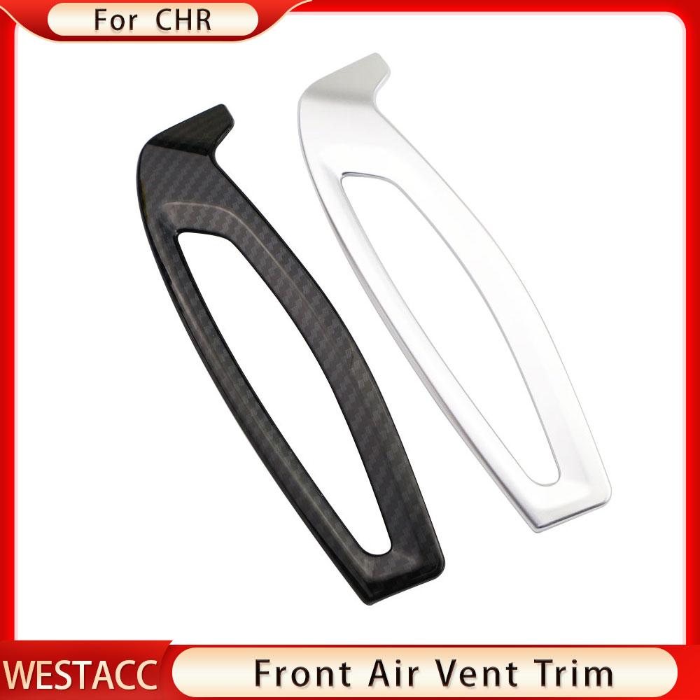 2PCs Chrom Auto Front Klimaanlage Vent Outlet Abdeckung Dekoration Aufkleber Trim für Toyota CHR 2016-2022 LHD