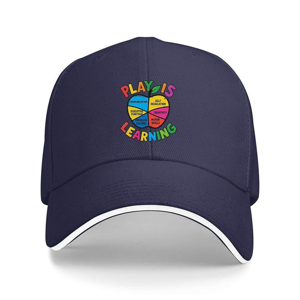 Play Is Learning Apple Infographic Baseball Cap Unisex Polyester Adjustable Casual Hat One Size