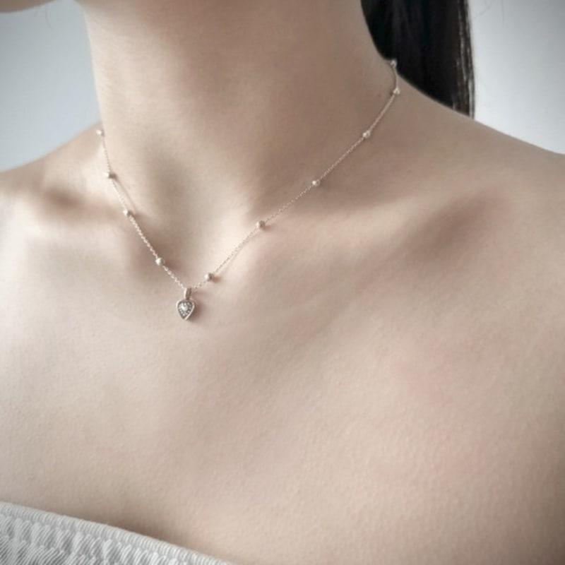 SUZURAN loveseed silver chain necklace_ ball Loveseed silver chain heart pendant necklace