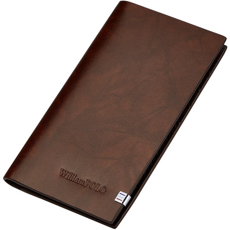 Mens Genuine Leather Long Wallet Slim