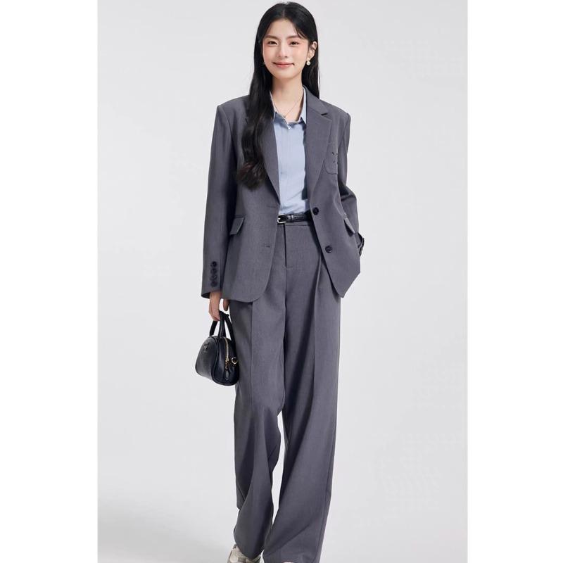 Women Suit Set Classic  Two Piece Blazer and Pants Formal Office Wear Spring Autumn Simple Elegant Outfit