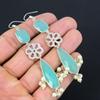Pear Green Chalcedony Stone 925 Silver Wedding Dangling Mother Earrings Jewelry