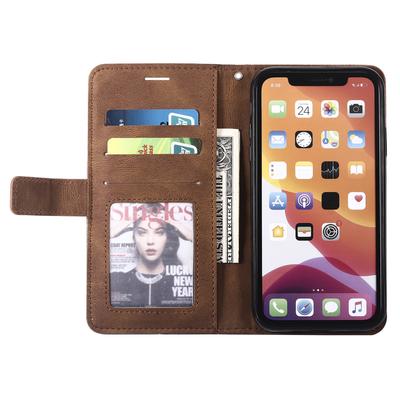 Etui skórzane na iPhone 11 ze smyczą, przyjemne w dotyku, łączone, portfel, pokrowiec na telefon