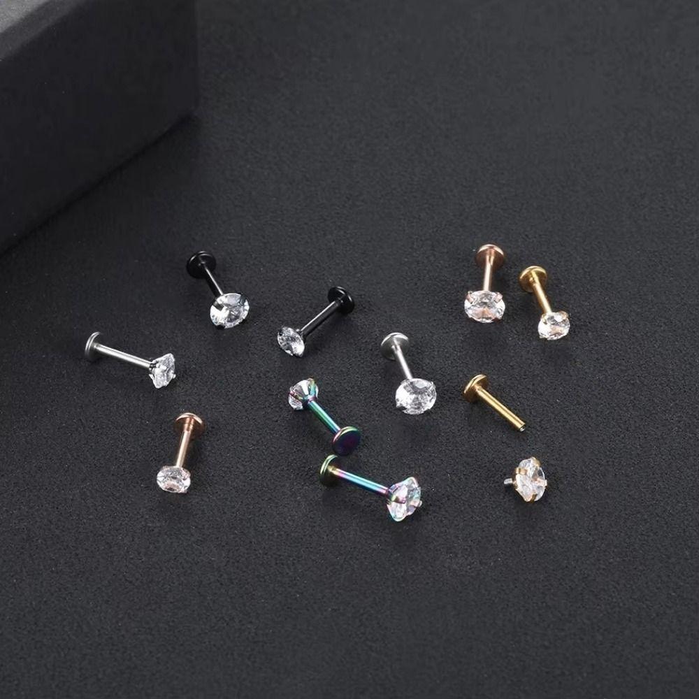 12Pcs Internally Threaded Labret Piercing Set Prevent Allergy Lip Labret Body Jewelry Lip Piercing