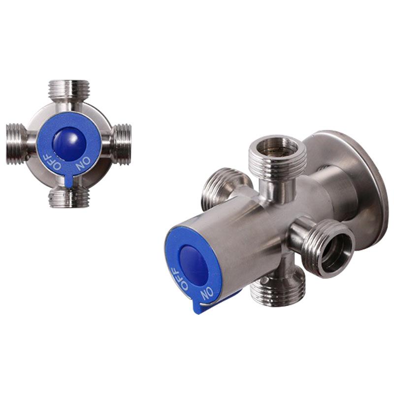 304 Stainless Steel Angle Valve for Bathroom One in Four out G1/2' Toilet Faucet Hand Bidet Sprayer