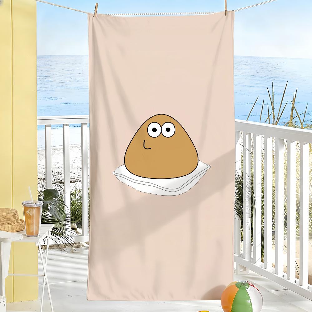 

Game Cute P-Pou Cartoon Towel Soft Pool Gift For Travel Gym Shower Camping Quick Dry Sports Large Beach Towels W40*H60(CM)