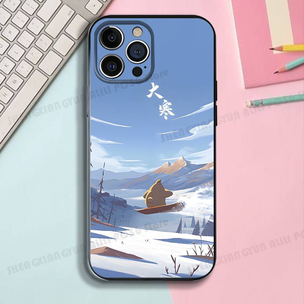 China Solar Terms Silicone Soft Phone Case For IPhone17 16 15 14 13 12 11 Pro Max Plus X XR SE Cover