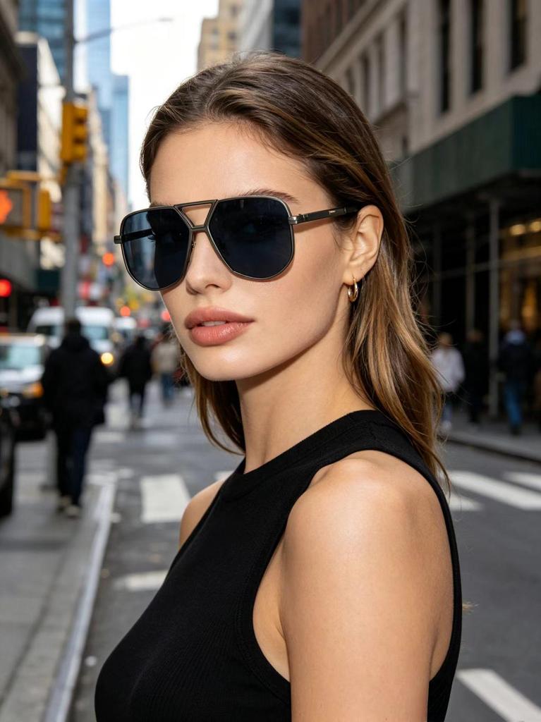Double Beam Unisex Stylish European & American Trendy Versatile Outdoor Sunglasses