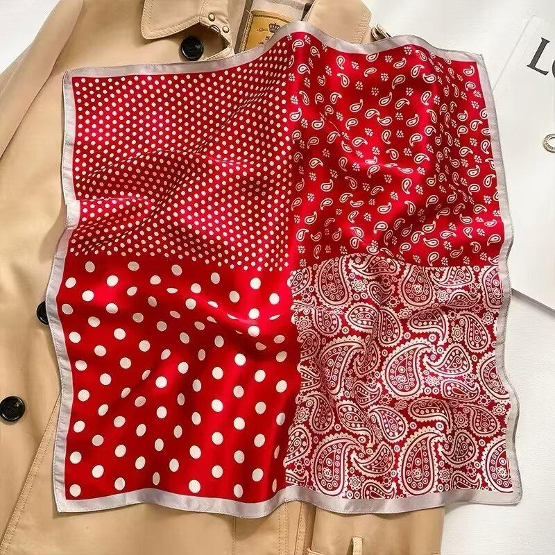 1 professional retro scarf, hair band, small square scarf, sun protection, women s headscarf, silk scarf, cashew flower pattern 70x70