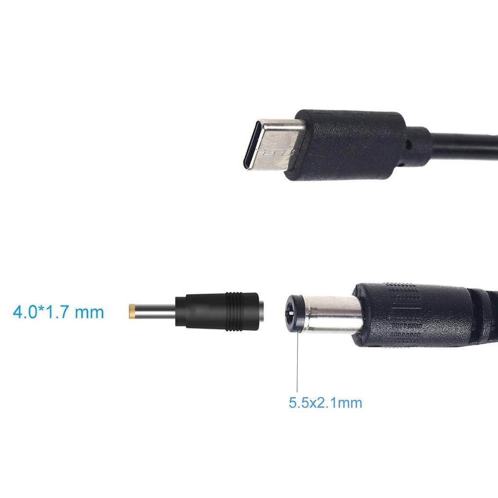 40cm/1m/2m Type C to 4.0x1.7mm/5.5x2.1mm DC Power Cord Charging Cable Line 5V 9V 12V 15V 20V for Electronic Devices