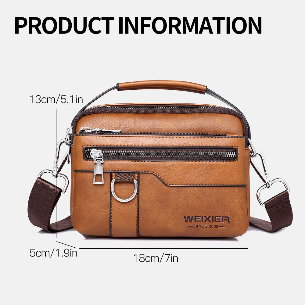 WEIXIER Men's Leather Crossbody Shoulder Bag Waterproof Messenger Bag Briefcase Satchel Travel Work Bag