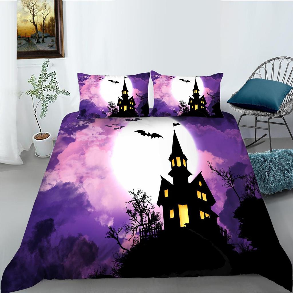 Set de husă de pilota cu imprimare 3D de Halloween cu fată de pernă Textile de casă Set de lenjerie de pat pentru copii Seturi de pat de o singură dimensiune